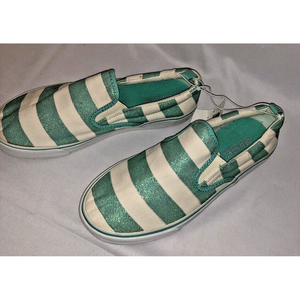 New Old Navy Shoes Canvas Slip-on  Loafers Girls Size 4 striped green